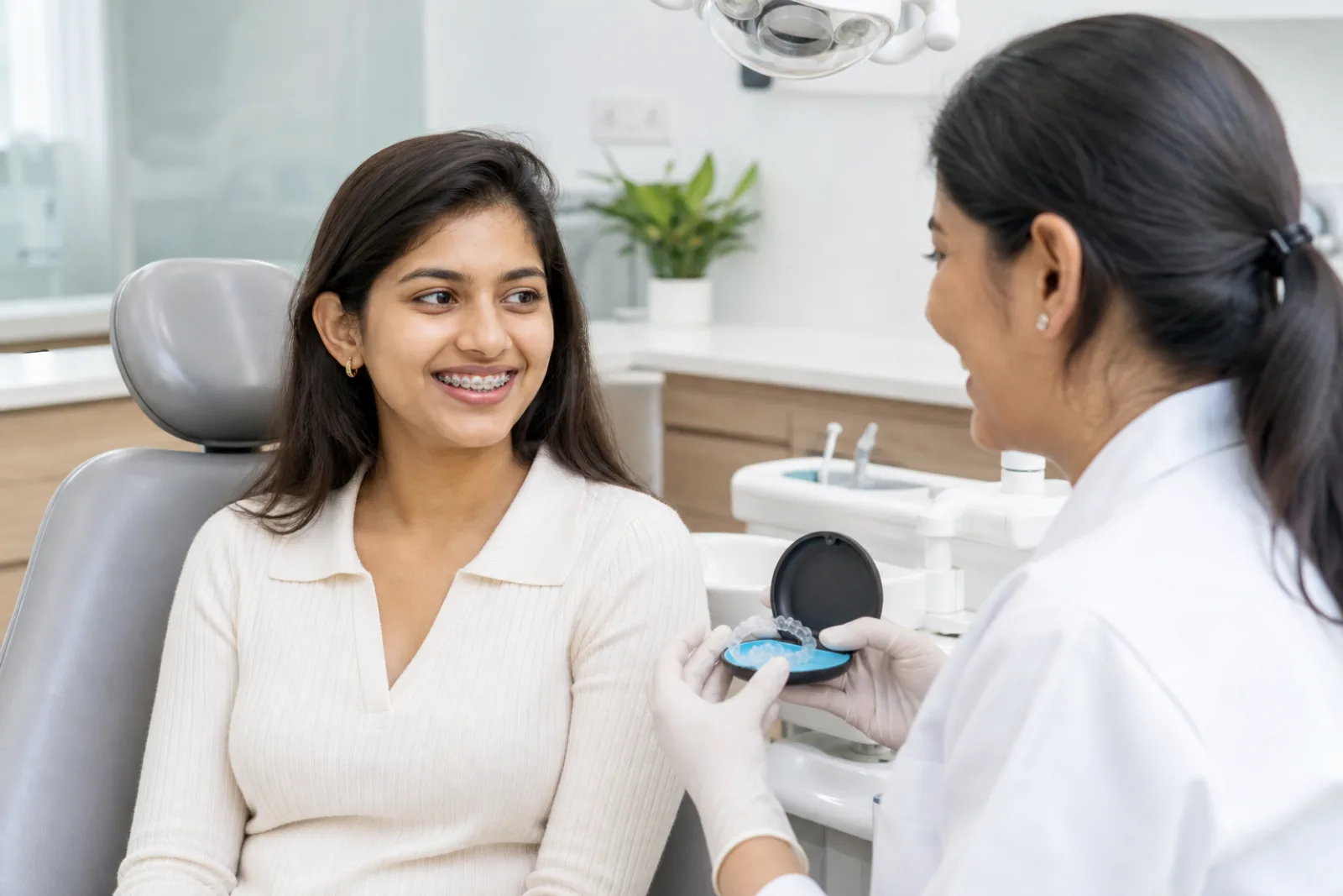 Indian patients discussing braces & aligners at Smile Dental Bhugaon