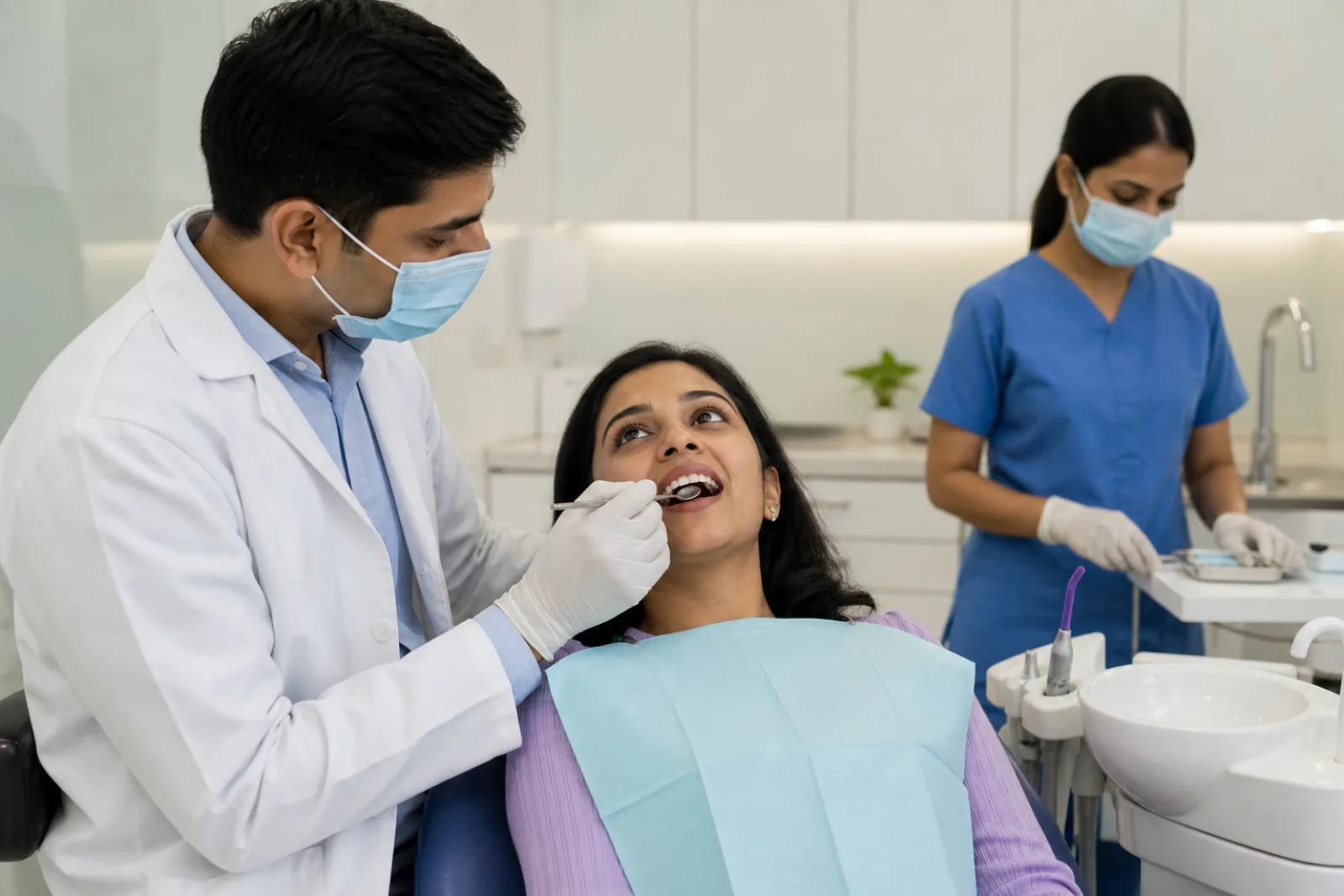 Indian patients discussing root canal treatment at Smile Dental Bhugaon